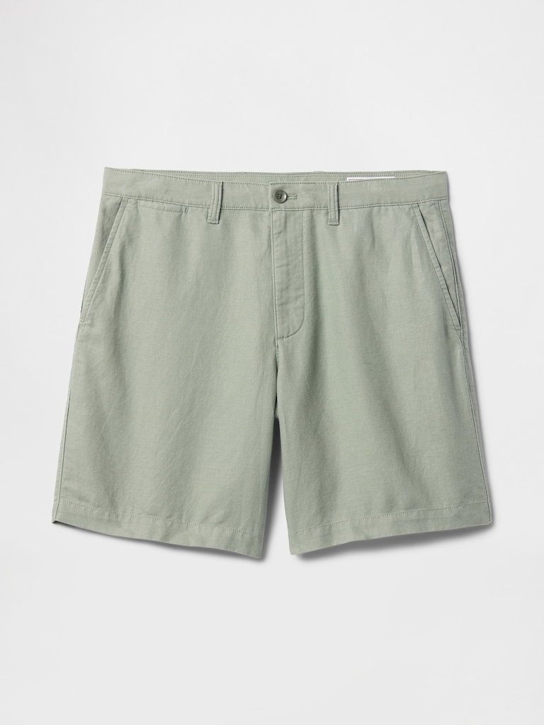 8" Linen-Cotton Shorts