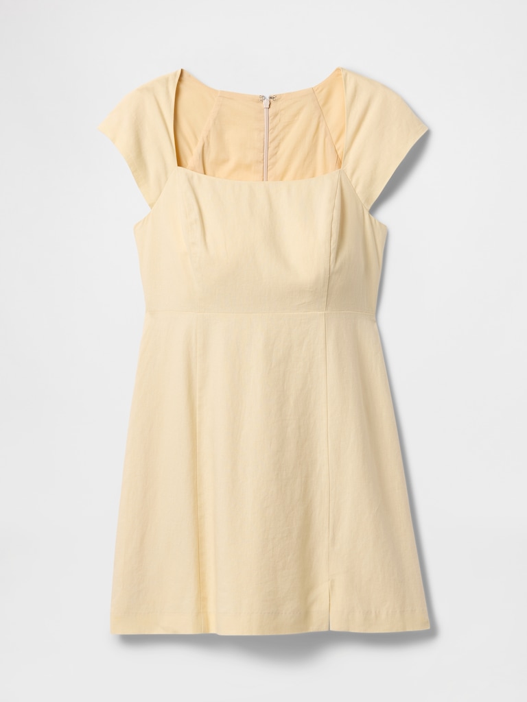 Linen-Blend Cap-Sleeve Mini Dress
