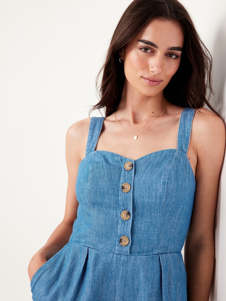 Button-Front Cami Jumpsuit