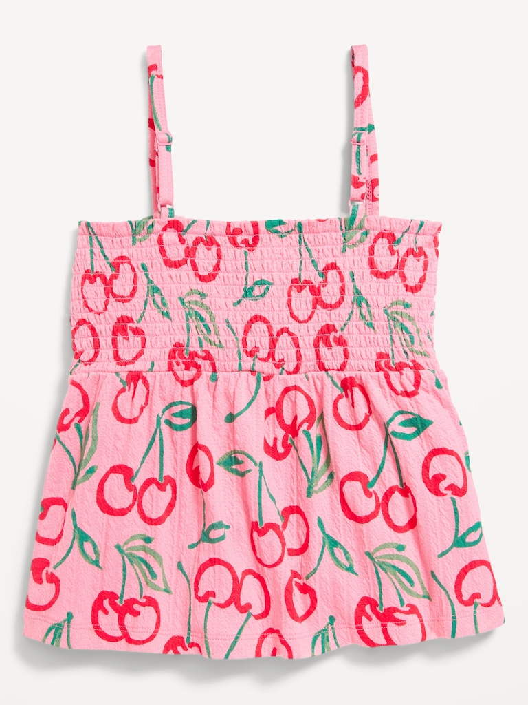Printed Smocked Jacquard-Knit Cami Top for Girls