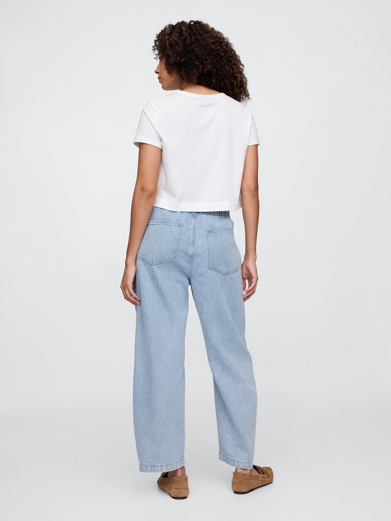 Mid Rise SuperSoft Pull-On Barrel Jeans