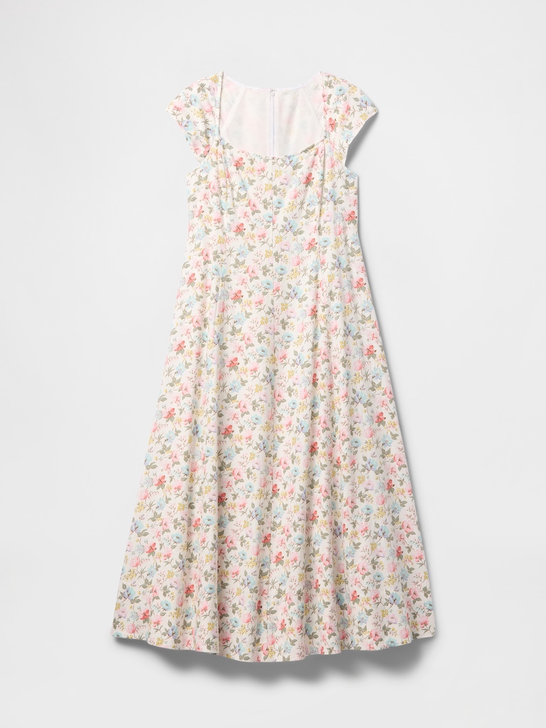 Linen-Blend Cap-Sleeve Maxi Dress