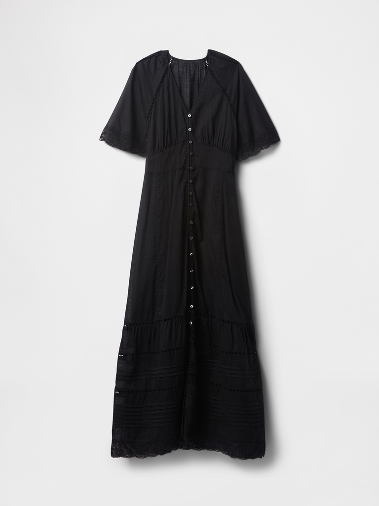 Lace-Trim Midi Dress