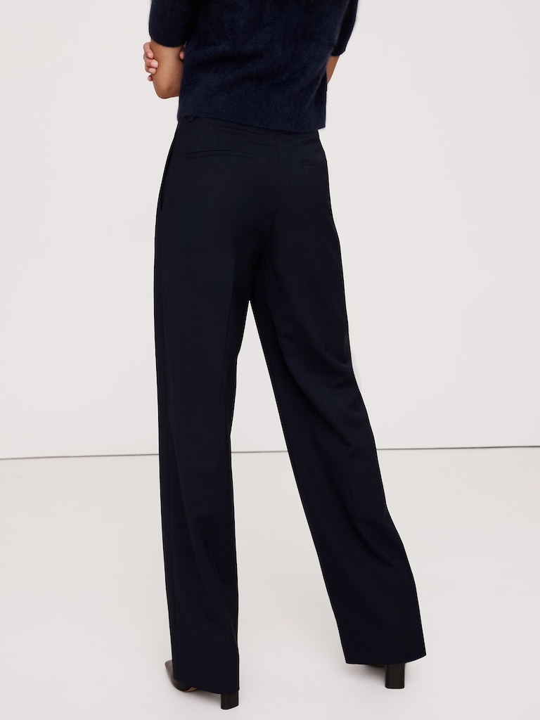 High-Rise Modern Straight Italian Wool Pant