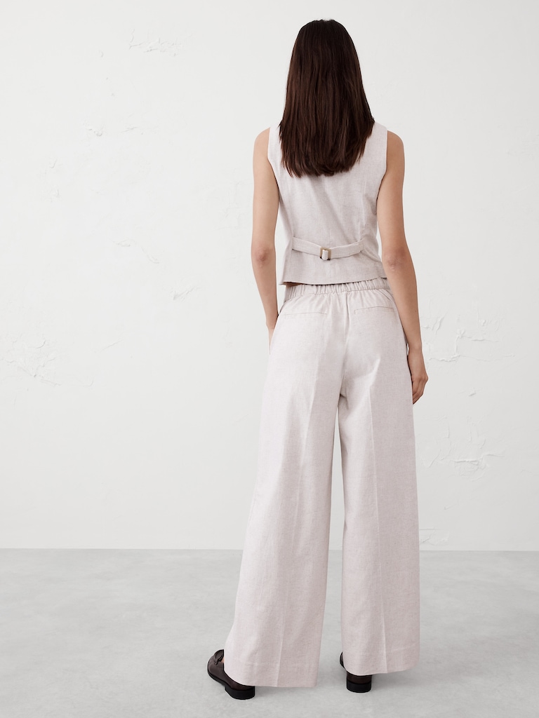 Hayden Wide-Leg Linen-Blend Pull-On Pant