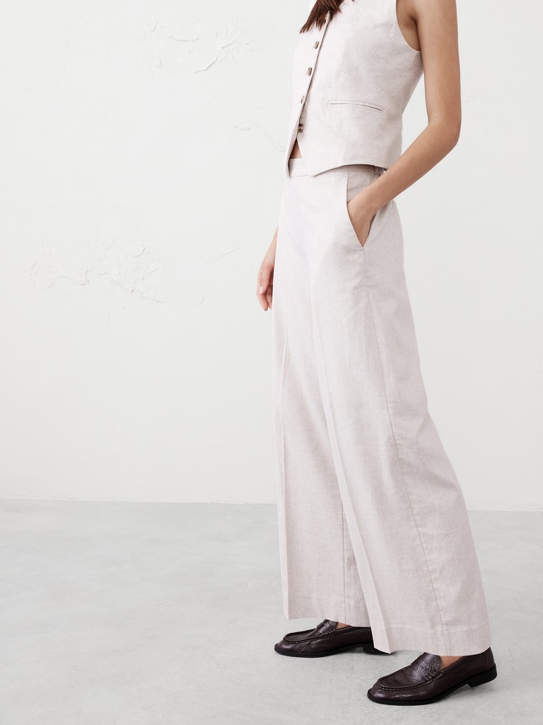 Hayden Wide-Leg Linen-Blend Pull-On Pant