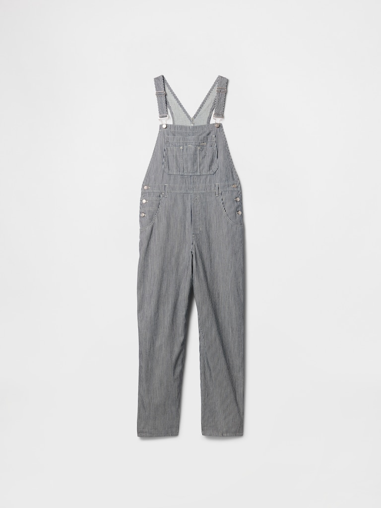 Denim Stripe Loose Overalls