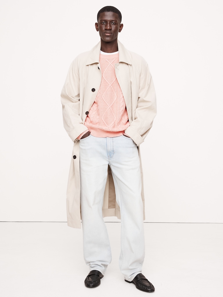 Cotton-Linen Cable-Knit Sweater