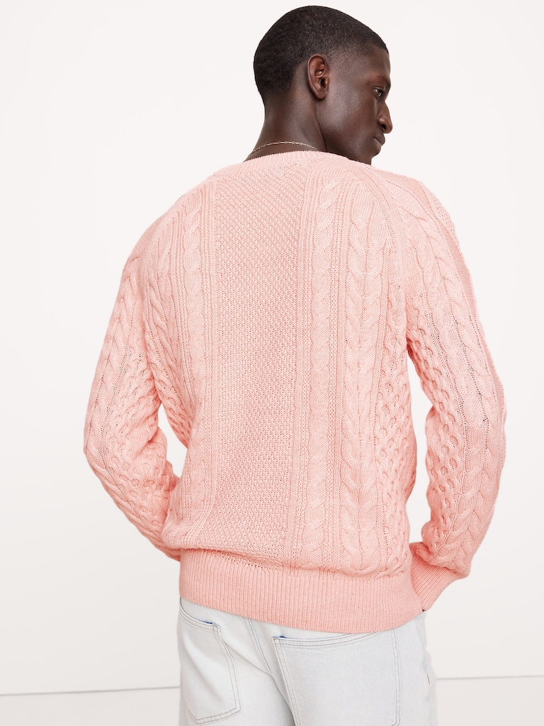 Cotton-Linen Cable-Knit Sweater