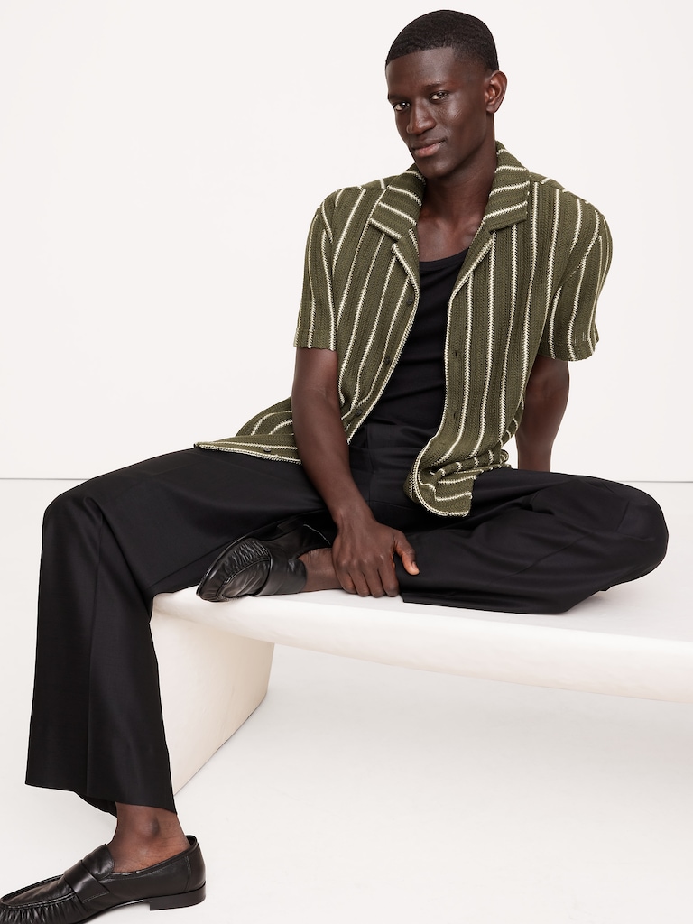 Standard-Fit Jacquard Stripe Resort Shirt
