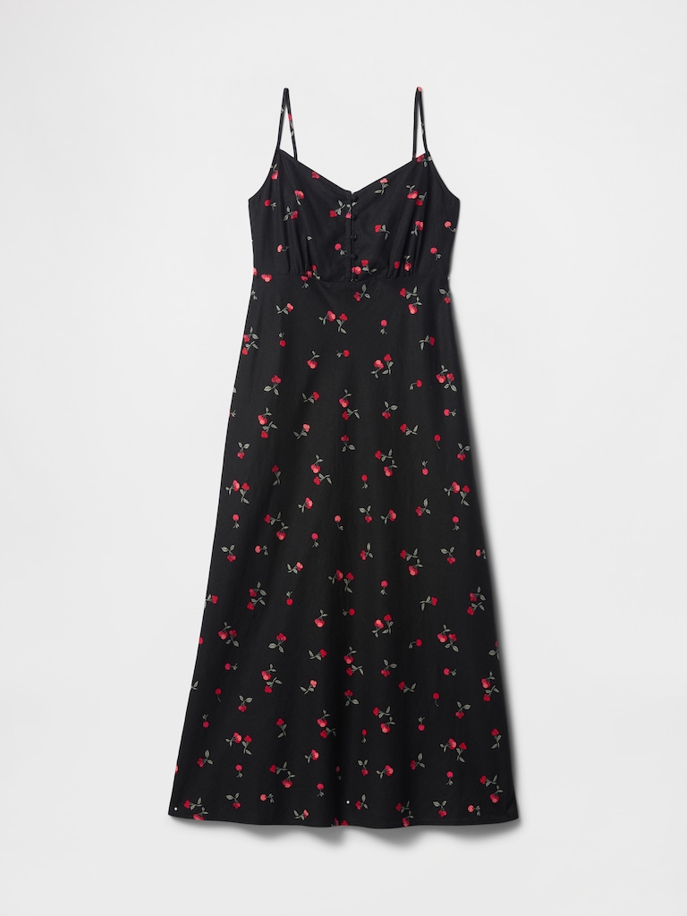 Linen-Blend Maxi Slip Dress