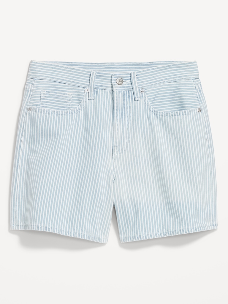 High-Waisted Striped Baggy Shorts -- 5-inch inseam