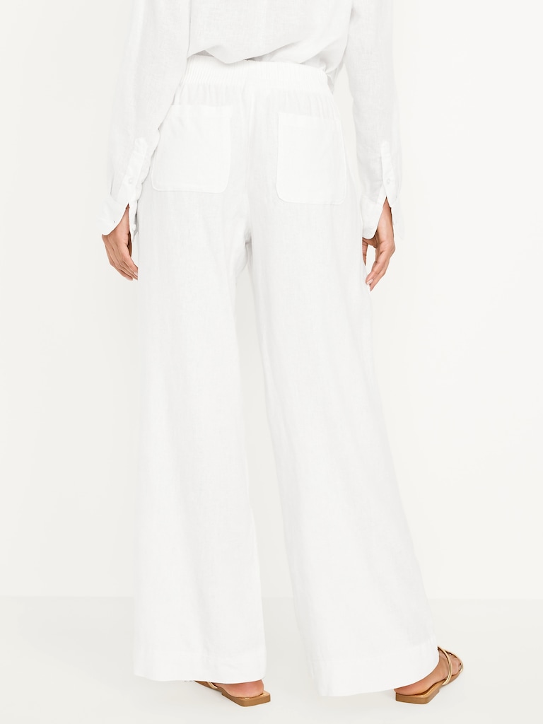 High-Waisted Linen-Blend Wide-Leg Pants
