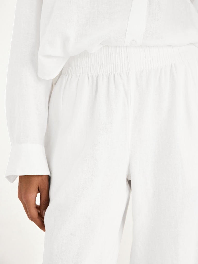High-Waisted Linen-Blend Wide-Leg Pants