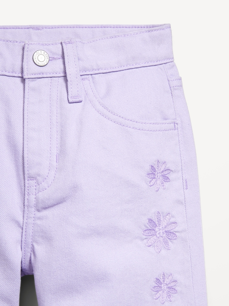 High-Waisted Embroidered Baggy Wide-Leg Jeans for Girls
