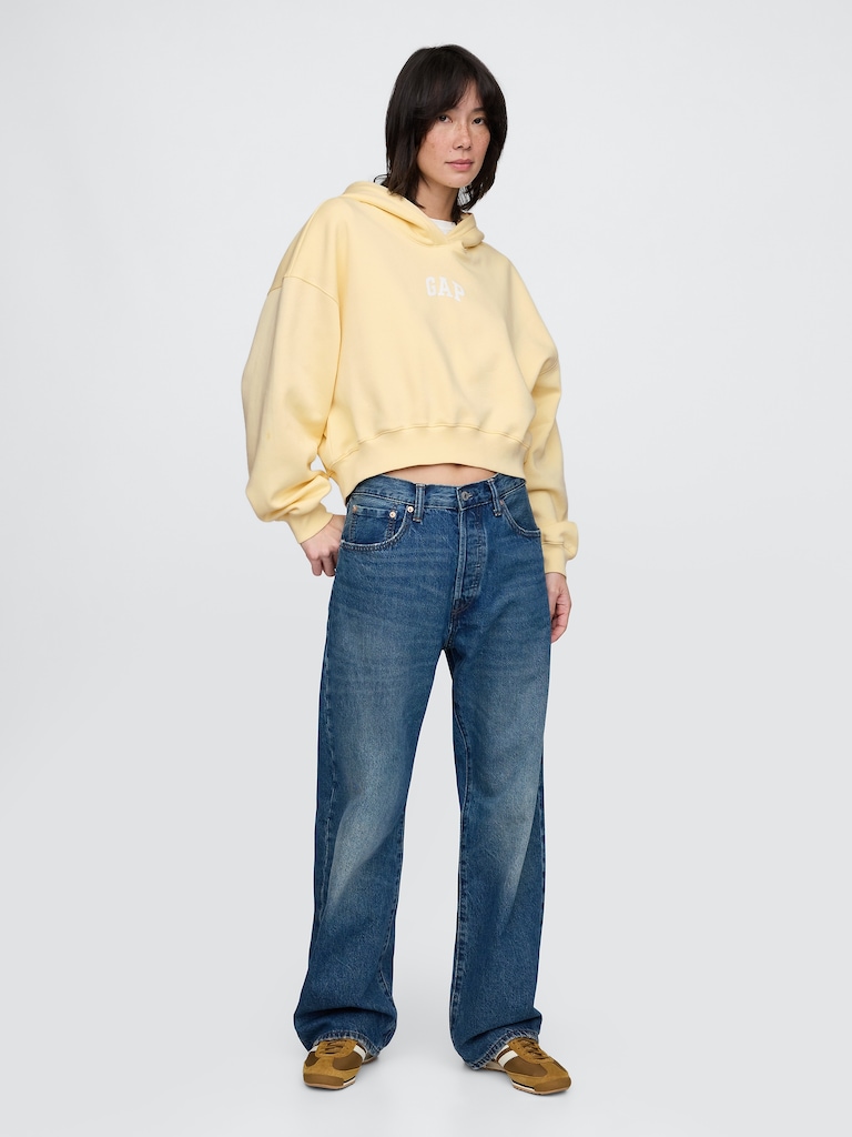VintageSoft Crop Logo Hoodie