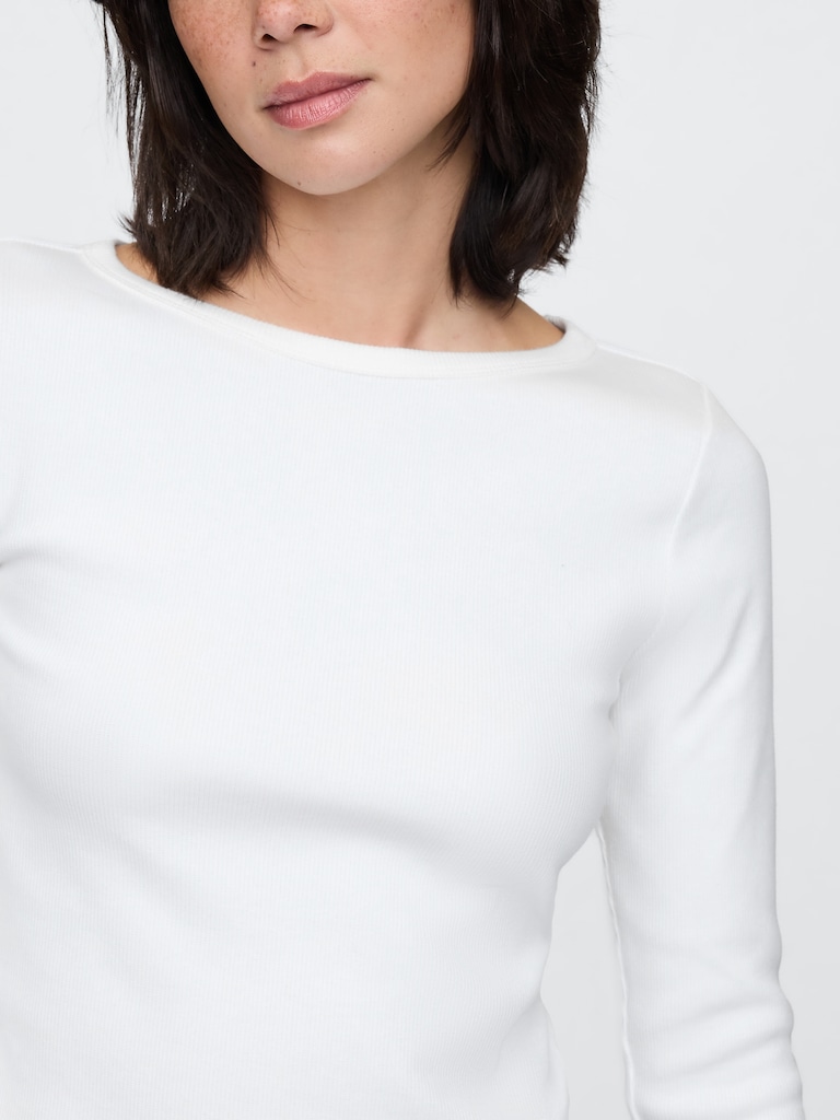 Heavyweight Rib Boatneck Crop T-Shirt