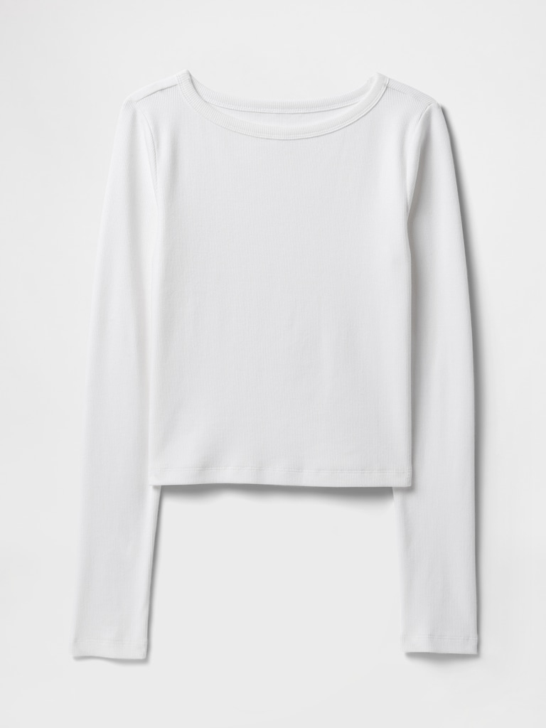 Heavyweight Rib Boatneck Crop T-Shirt