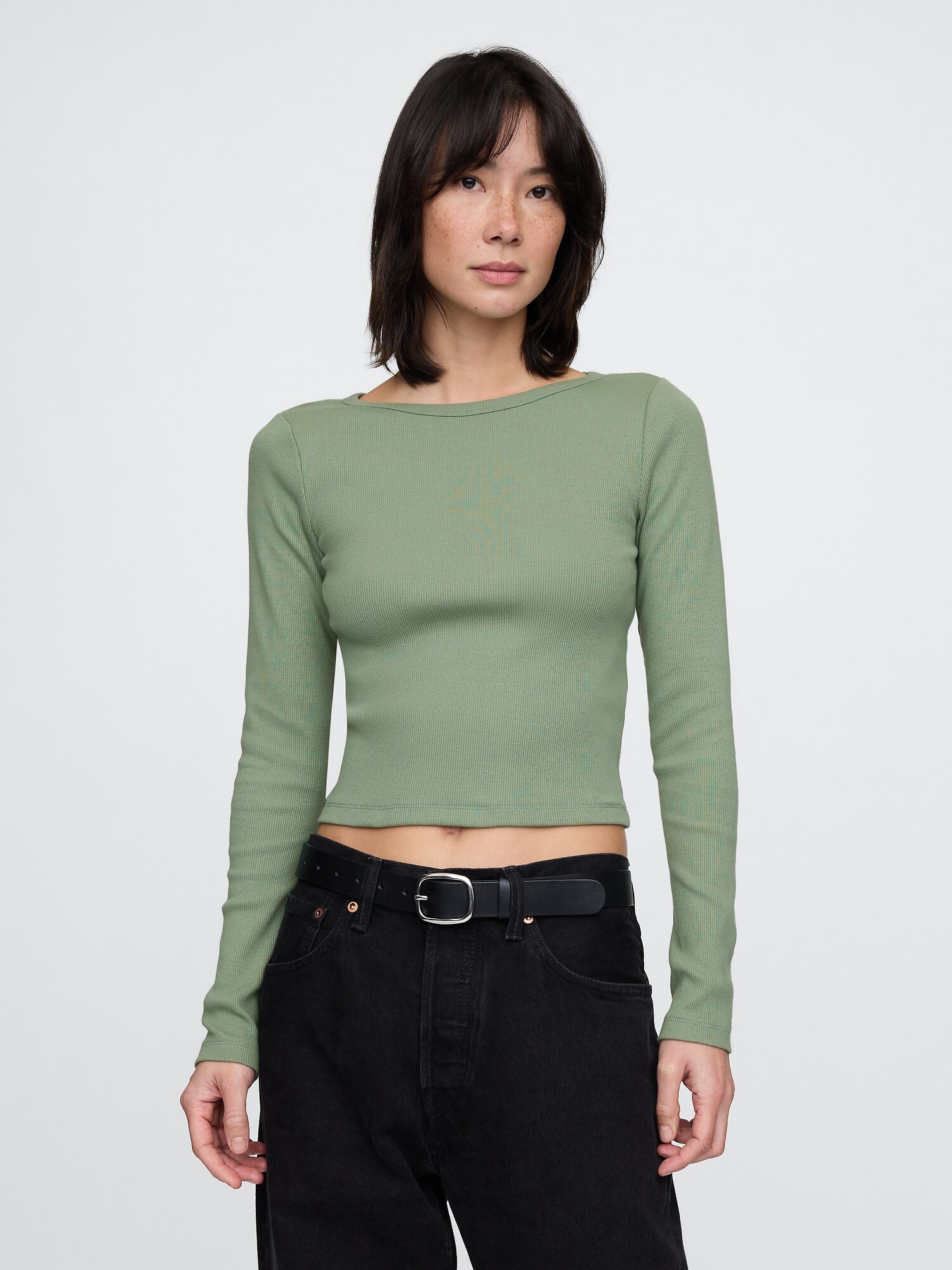 GAP Damen Cozy Rib Top – Geripptes, Gemütliches Oberteil, Vielseitig Kombinierbar