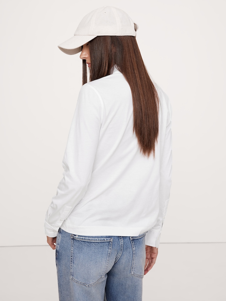 Silky Cotton Long-Sleeve Button-Down Shirt