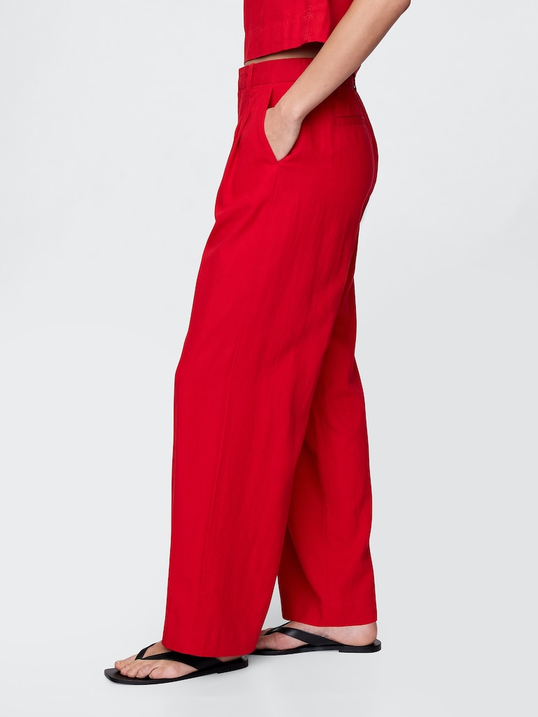 365 High Rise Linen-Blend Trousers