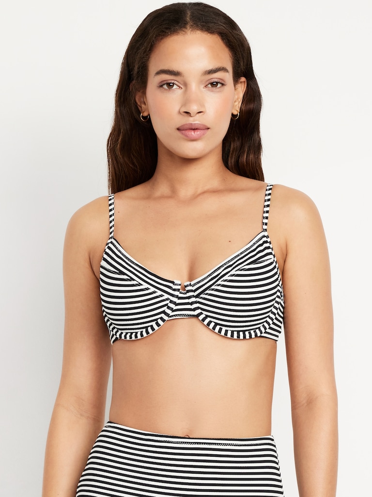 Textured Underwire Balconette Swim Top