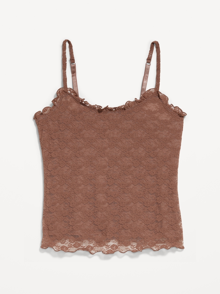 Camisole en dentelle à bordure à volants