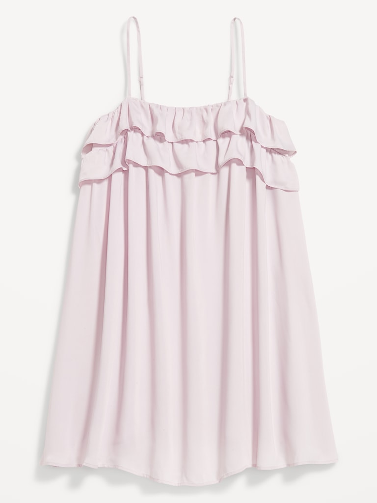 Ruffle-Trim Satin Mini Dress