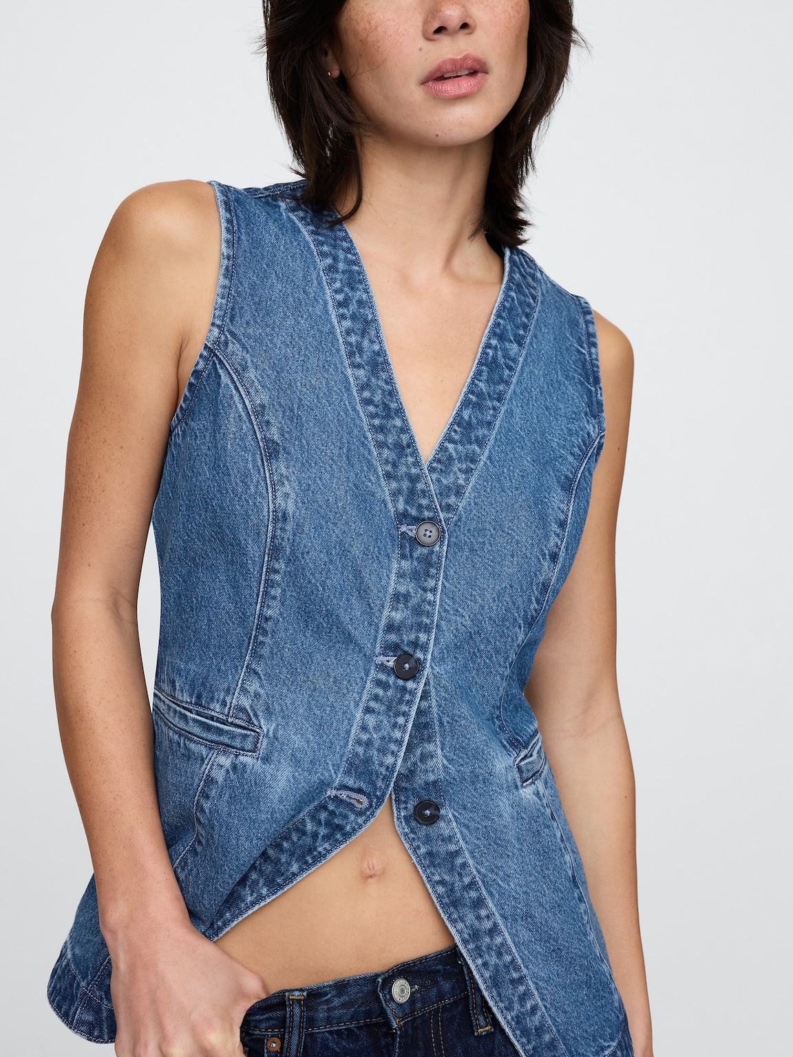 Longline Denim Vest