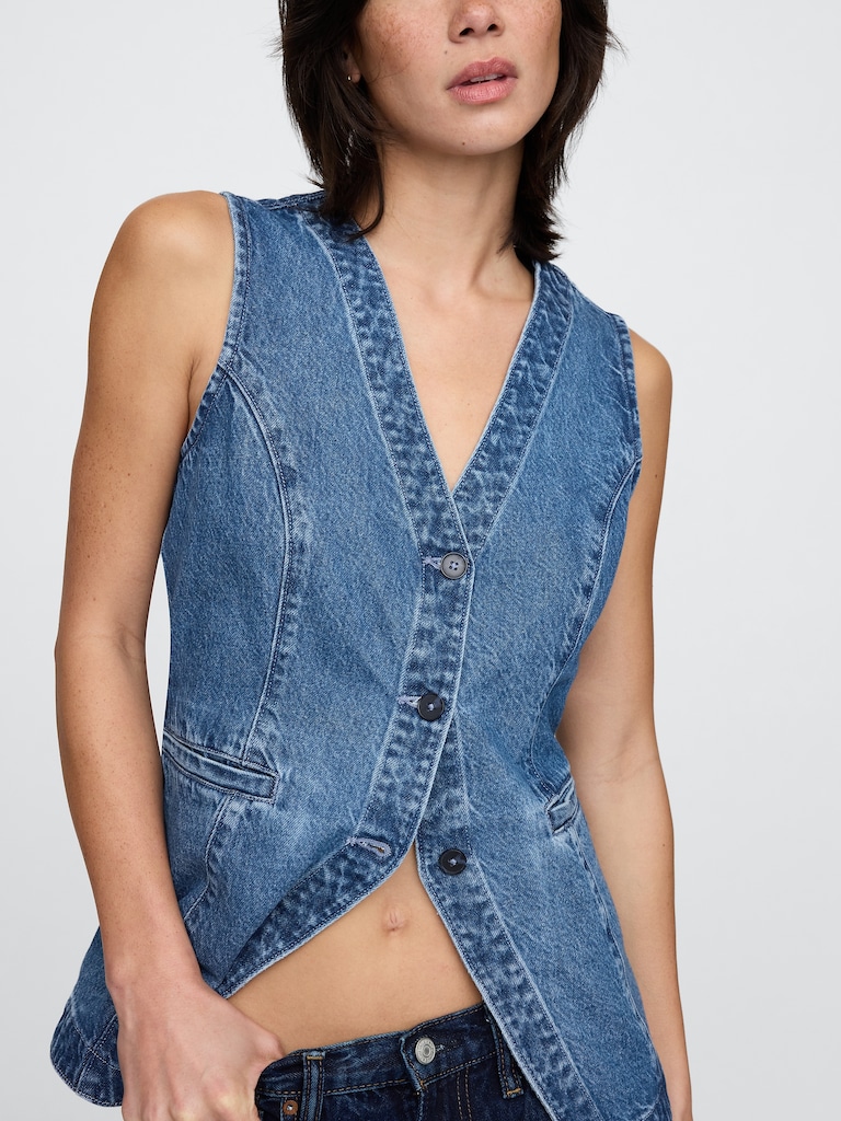 Longline Denim Vest