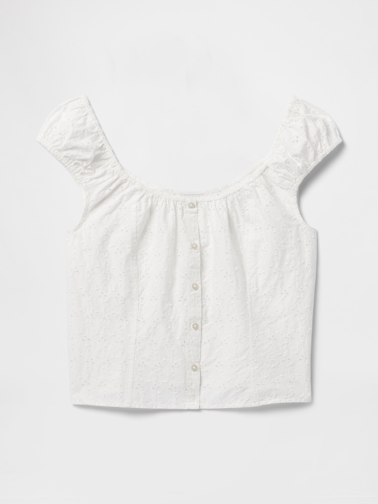 Cap-Sleeve Eyelet Top