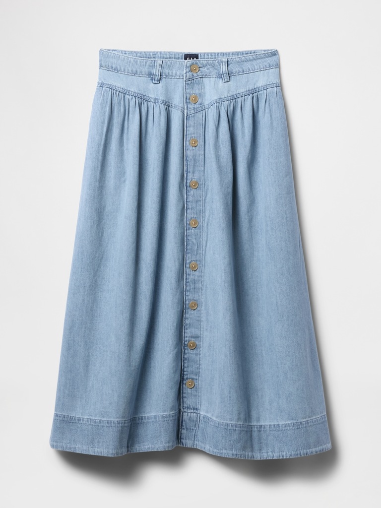 Denim Western Yoke Maxi Skirt
