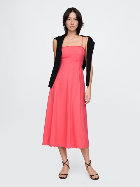 knee length dresses for ladies Scalloped Edge Midi Dress main image 1