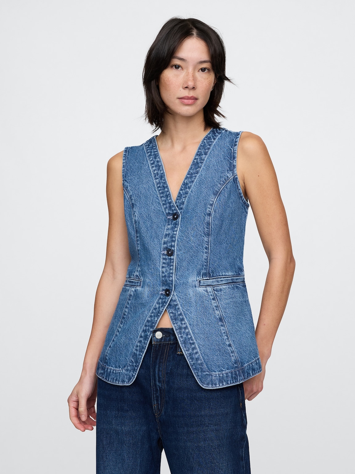 Longline Denim Vest