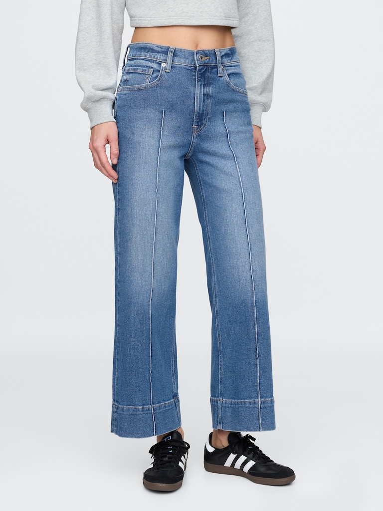 High Rise Stride Wide-Leg Ankle Jeans