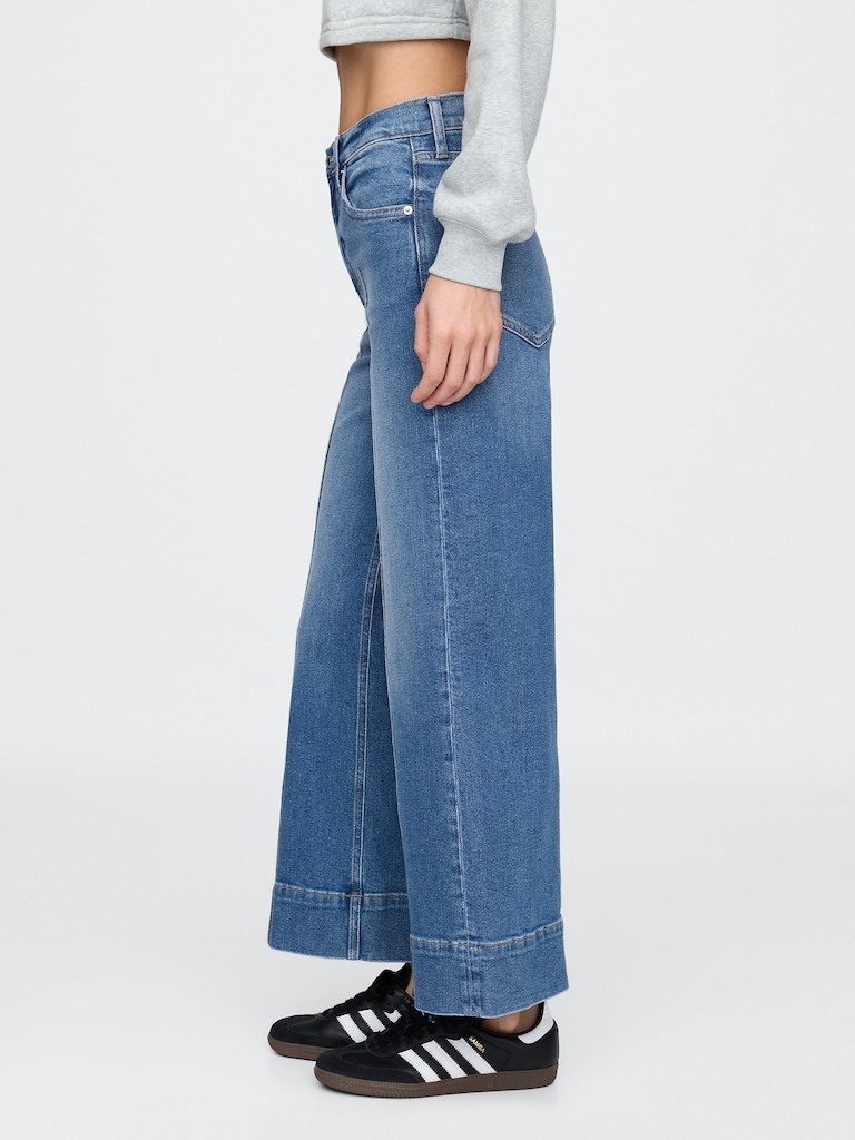 High Rise Stride Wide-Leg Ankle Jeans