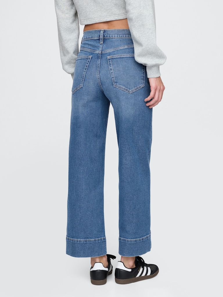 High Rise Stride Wide-Leg Ankle Jeans