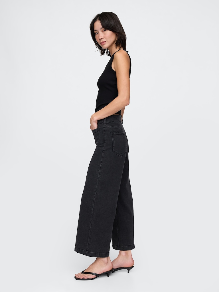 High Rise Stride Wide-Leg Ankle Jeans