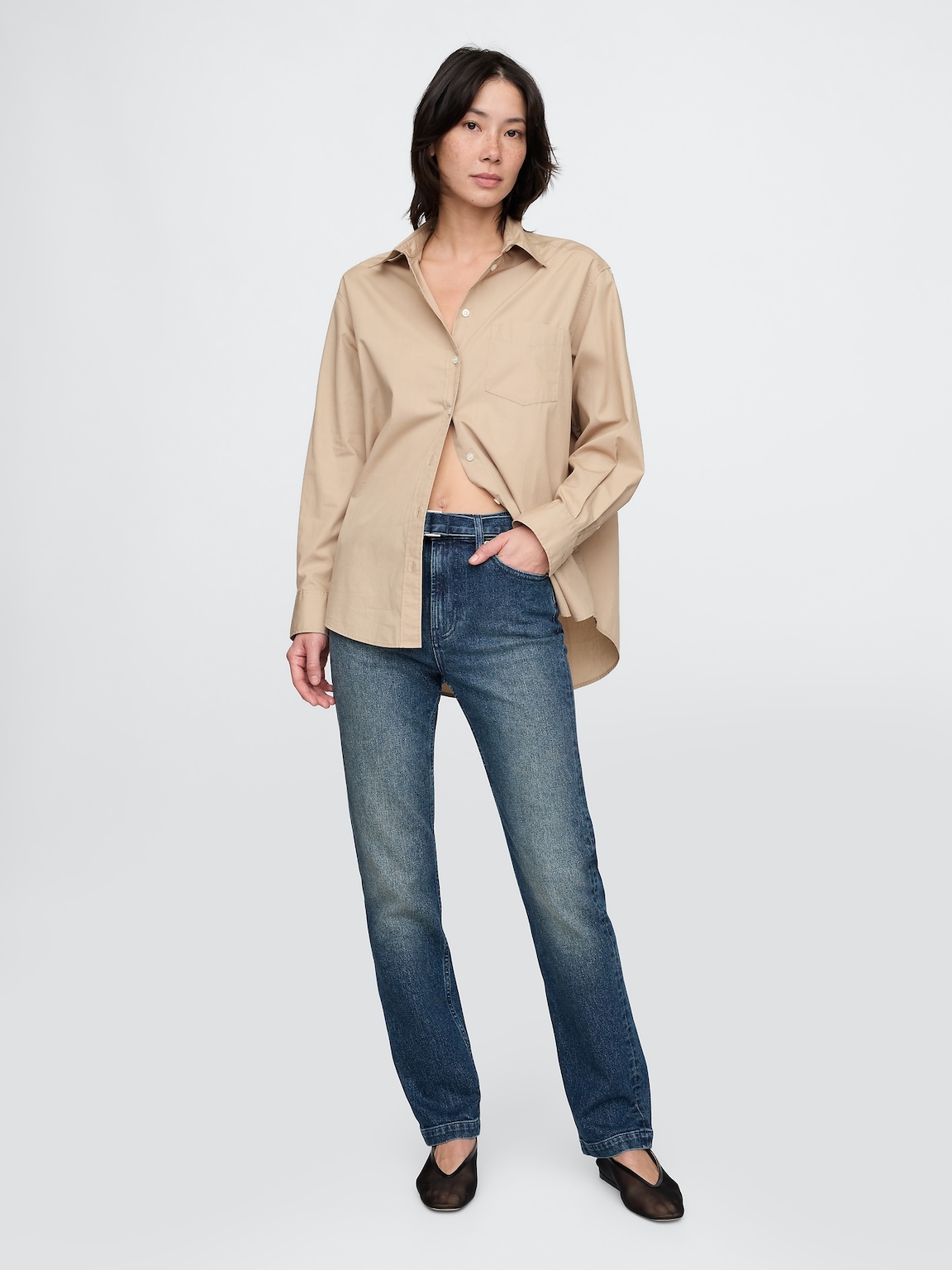 High Rise Belted '90s Slim Straight Jeans