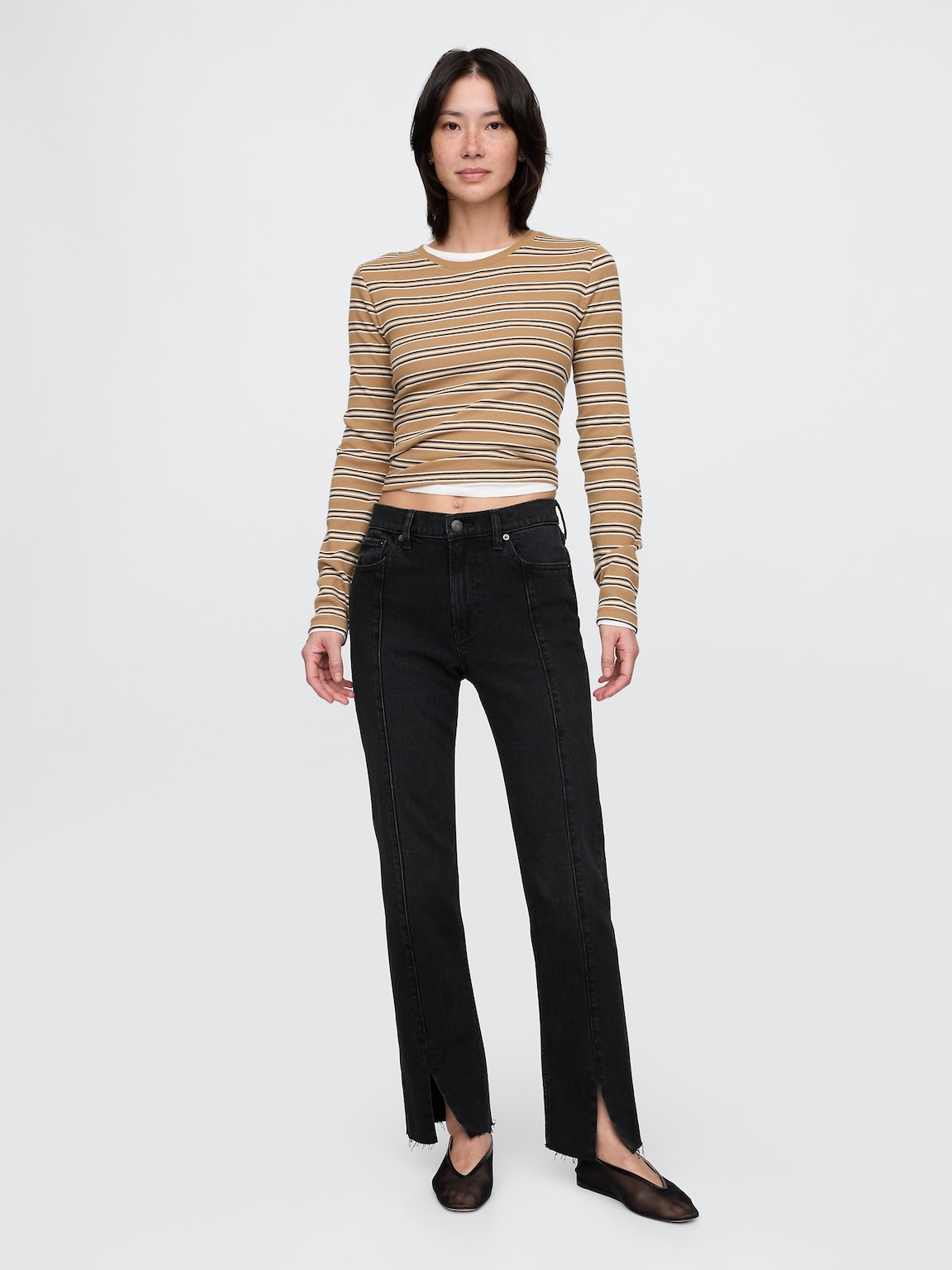 High Rise Split-Hem '90s Slim Straight Jeans