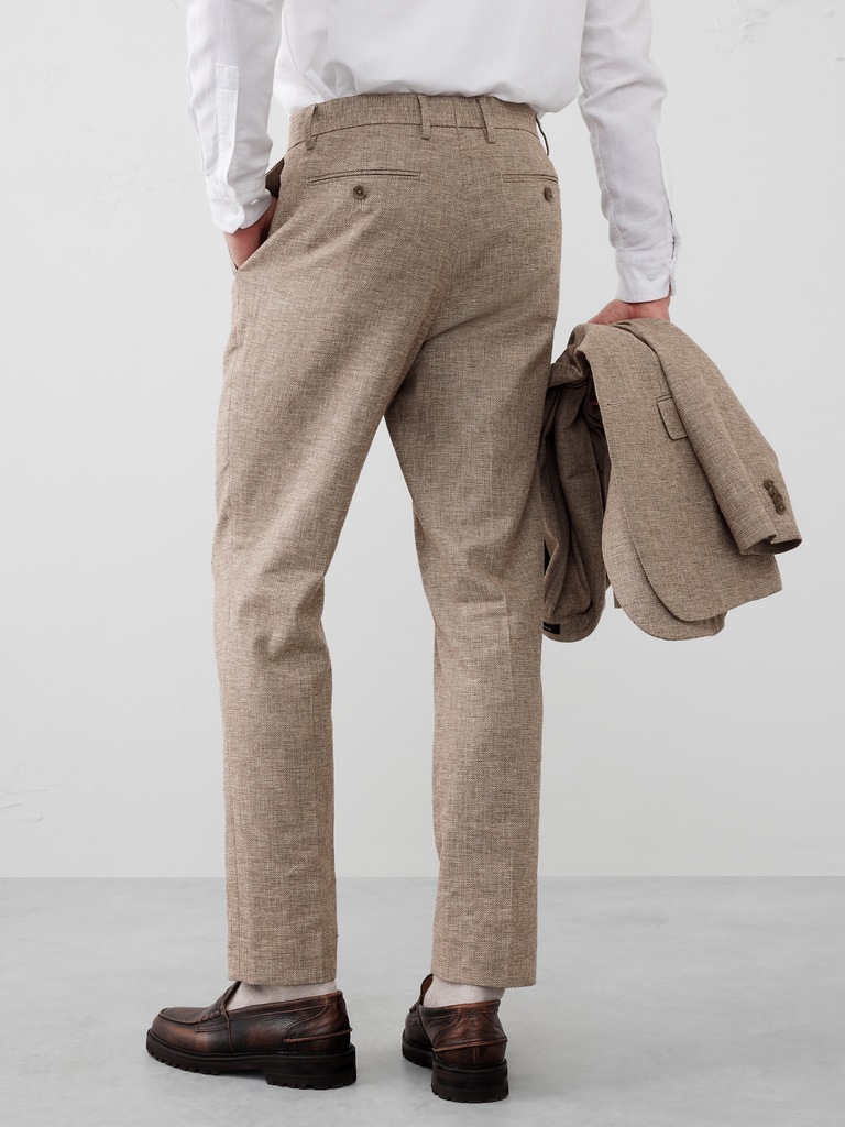 Linen-Blend Herringbone Suit Trouser