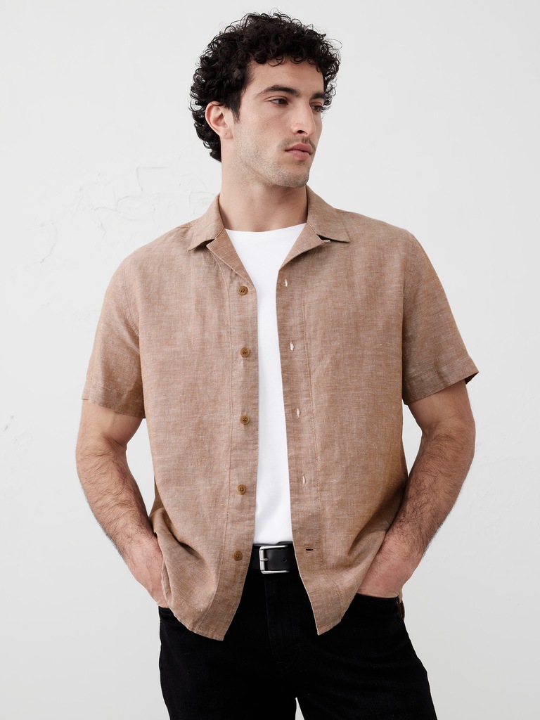 Standard-Fit Linen-Blend Resort Shirt
