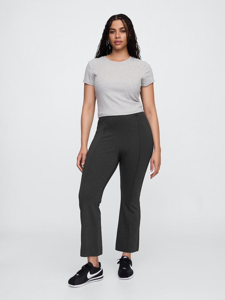 High Rise Ponte Flare Crop Pants