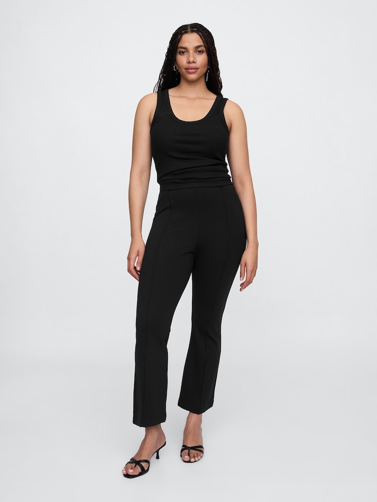 High Rise Ponte Flare Crop Pants