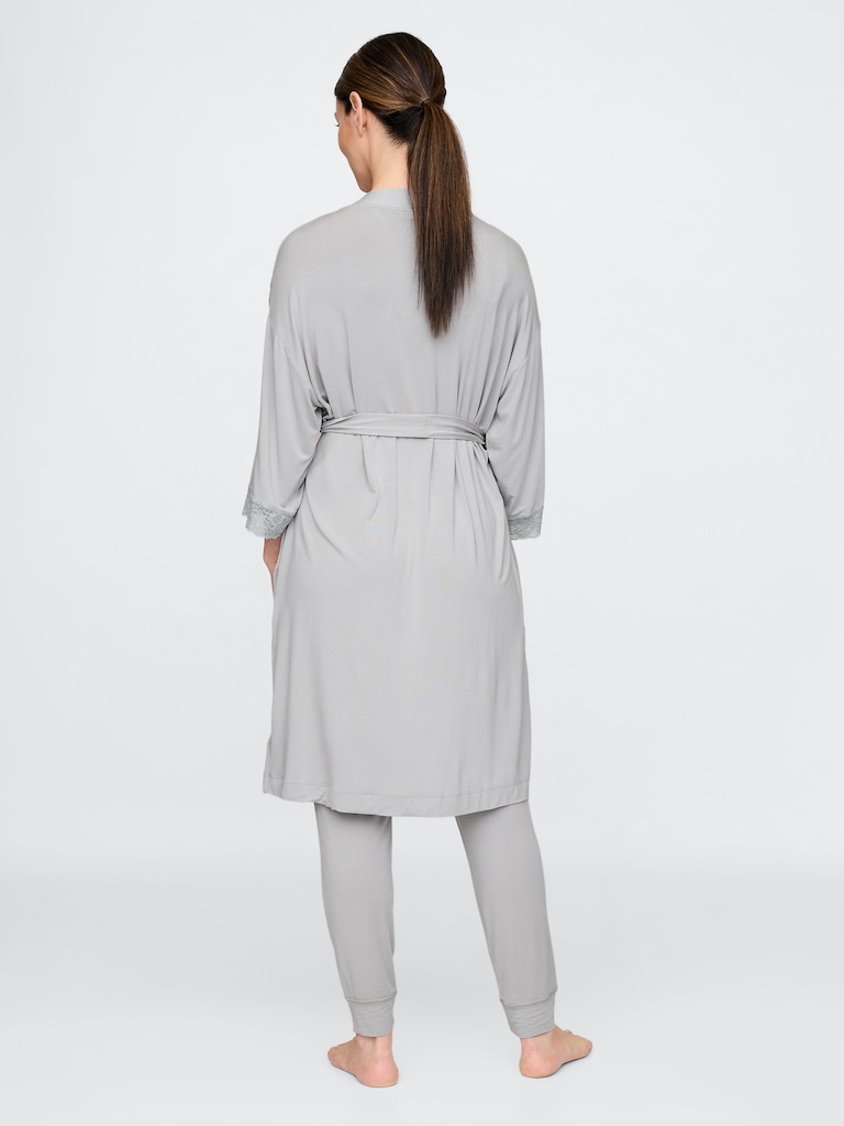 Maternity Lace Trim Robe in Modal