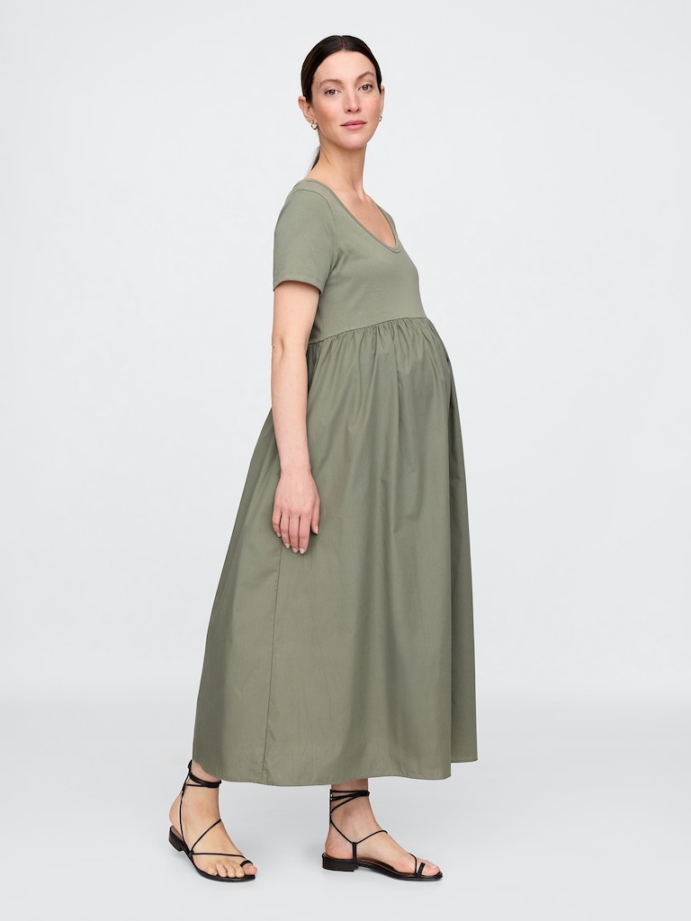 Maternity Mixed Media Maxi Dress