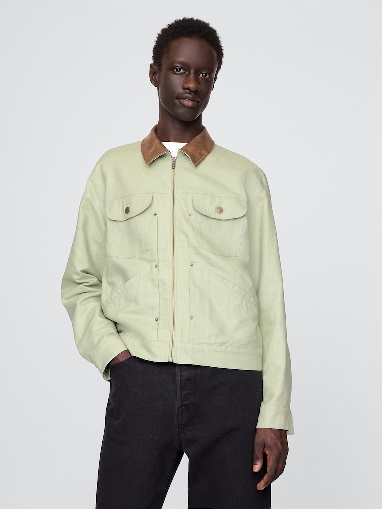 Adult Linen-Cotton Trucker Jacket