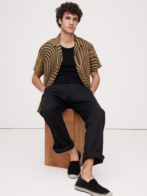 Chemise À Manches Longues En Coton Et Lin Pour Homme Tenue D'été Unie