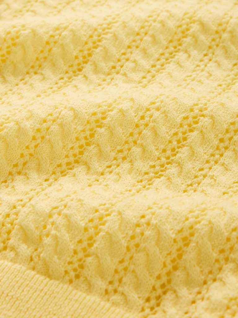 Open-Stitch Crewneck Cardigan