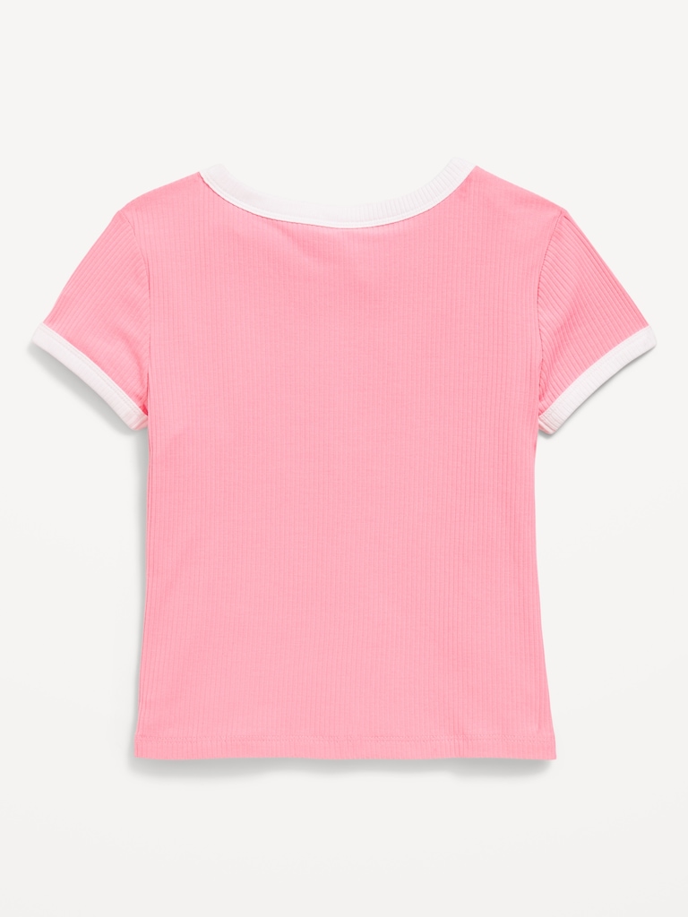 Fitted Ribbed Graphic T-Shirt for Girls